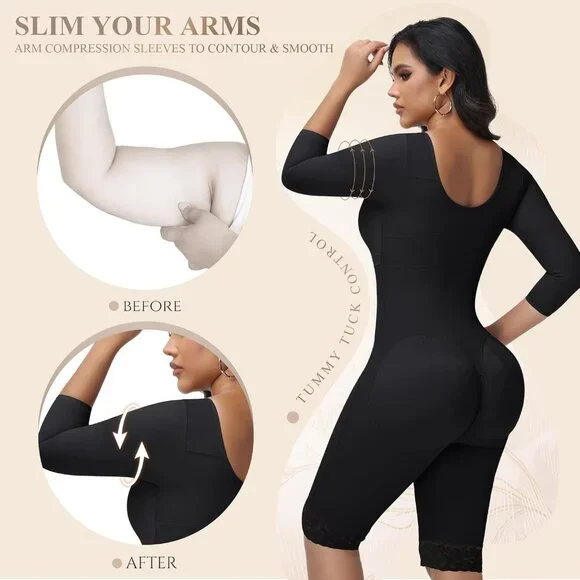 Women's Body Shaper Black Tummy Control Shapewear Surgery Compression Garment - Picture 2 of 7